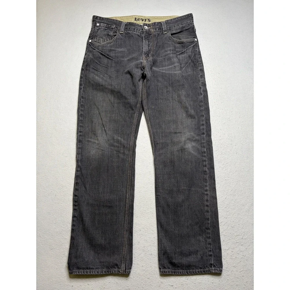 Levi's Slim Straight Jeans Mens W36 L32 Black Y2K Flap Pocket Denim Pants